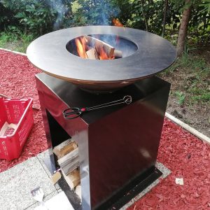 Okrogli odprti žar iz kotlovne pločevine, premer 800 mm